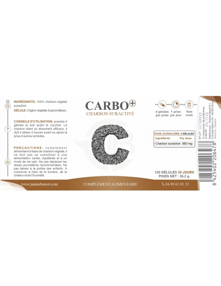 Carbo + - Charbon végétal suractivé