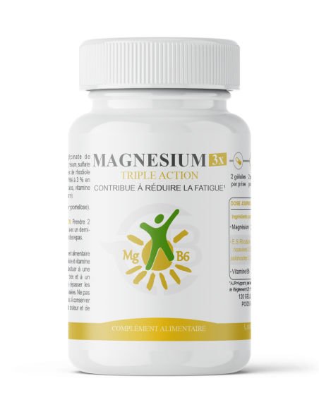 Magnésium 3x  – Apport en Magnésium, Rhodiole et Vitamine B6