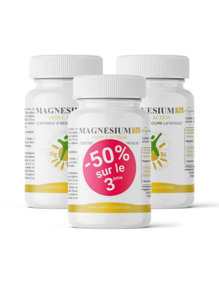 Magnésium 3x  – Apport en Magnésium, Rhodiole et Vitamine B6
