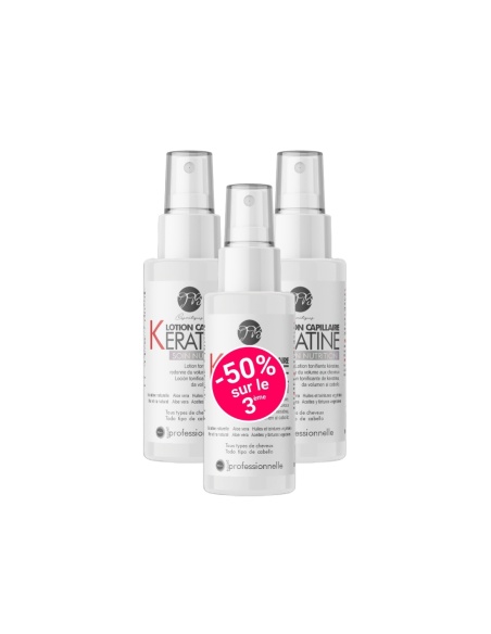 Keratine lotion : formule concentrée anti-chute de cheveux.